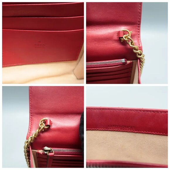 100% Authentic GUCCI GG Marmont Red Leather Shoulder Bag 760-11624 - Picture 11 of 12